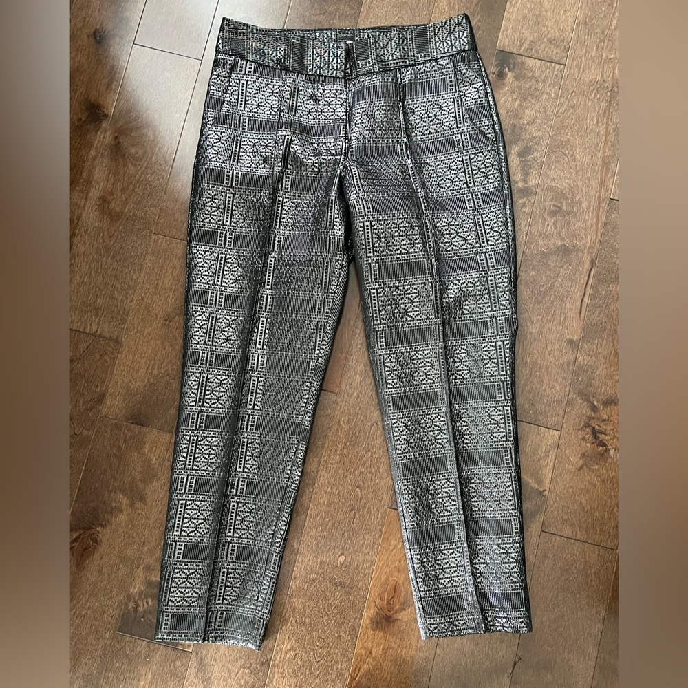 DARLING LONDON foiled trouser Sz 10 silver and black